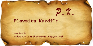 Plavsits Karád névjegykártya